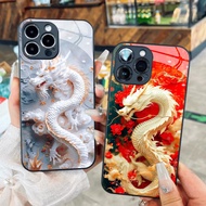 Rolled jade dragon glass case with dragon art flowers for iPhone 17 16 15 14 13 12 11 8 7 6 6s 6p 7p
