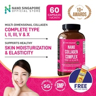 Collagen Complex Nano Collagen Types 1, 2, 3, 5 &amp; 10, Max Collagen, Protein, Vitamin, Support Radiant Skin