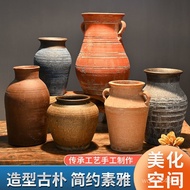 Addd Dried Flowers Handmade Vase Thick Chinese Style Tile Pot Vase Flower Pot Pottery Pot Clay Potte