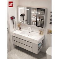 HS Bathroom Cabinet Of Seamless Splicing Rock Panels Ceramic Integrated Basin Bathroom Cabinet Combi