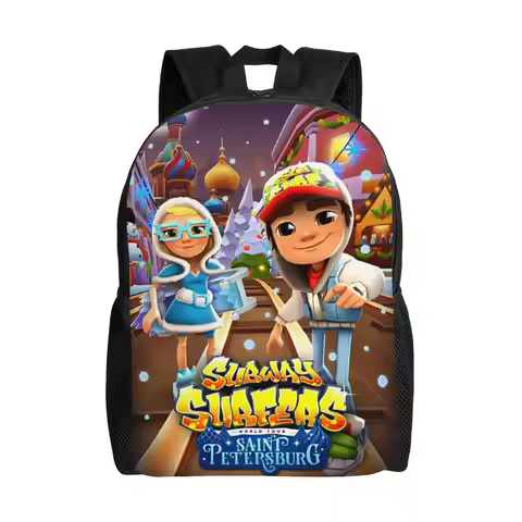 Subway Surfers Saint Petersburg Fashion Backpack with Pocket High School Work Daypack Laptop Compute