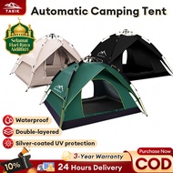 【WTHB】Khemah Camping Tent 3/4 Person Outdoor Khemah Tidur Auto Tent Waterproof Portable Silver coati