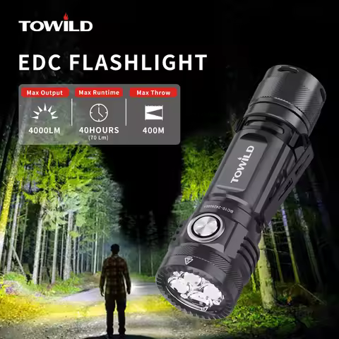 TOWILD BC10 EDC Flashlight Type C Portable Rechargeable 4000lm High Power Led Flashlight 21700 Torch