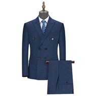 KINGMAN Business Suits Royal Blue Dark Grid wool สั่งตัดสูท สูทสั่งตัด ตัดสูท งานคุณภาพ สูทชาย สูทหญิง สูท ร้านตัดสูท เสื้อสูทตัดใหม่ สั่งตัดตามสัดส่วนได้