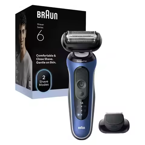 Braun series 6 electric shaver. 2d contour adaptation, 2 shaving modes (turbo and soft), complete tr