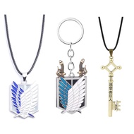 Aot Attack Cosplay Shingeki No Kyojin Necklace Wings of Freedom Anime Titan Eren Keychain Accessorie