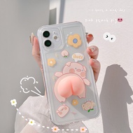 Aoxing Cute 3D Pig Transparent Pop It Case For IPhone13  7/8 SE 2020 7P/8Plus X XS XR 11 12 Mini Pro