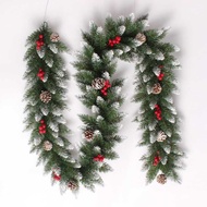 Halloween 2. 7m Pointed Spray White PV C Decorative Rattan with Pine Cone Red 0T Christmas Garland