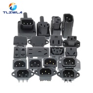 10PCS Pure Copper IEC320 C14 Electrical AC Power Plug Socket 2/4/6Pin Switch With Lamp Power Supply 