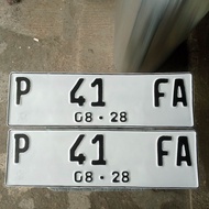 Plat nomor mobil berlogo standar samsat new putih font huruf dan angka terbaru 1pasang untuk depan d
