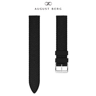 August Berg Black Perlon Silver Buckle Watch Strap