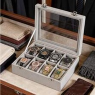 8-Slot Watch Box, Velvet Watch Case With Glass Cover, Unisex Watch Storage Box, Lockable Watch Displ