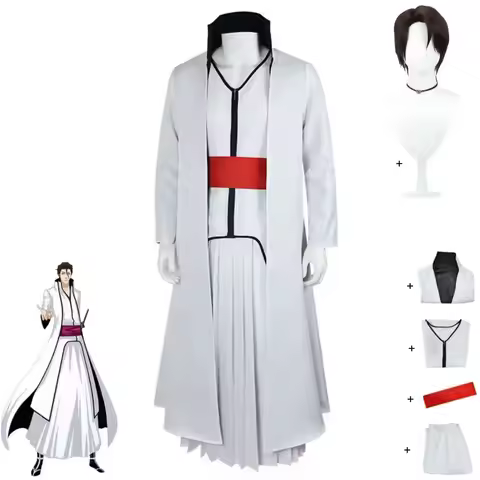 Anime Bleach Shinigami Aizen Sousuke Cosplay Costume Gotei 13 Captain Japanese White Kendo Uniform M