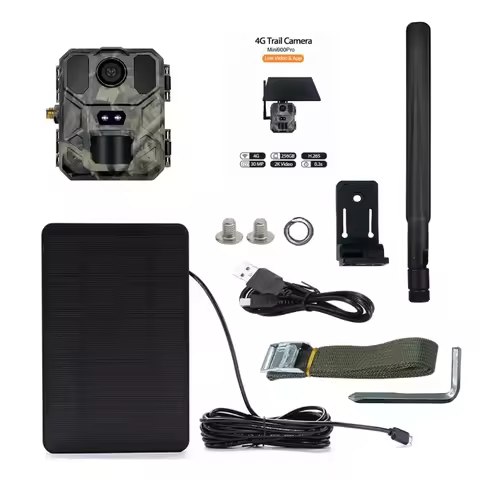 Mini900Pro 4G Solar Trail Camera 4K Outdoor Hunting Cam APP Remote Control View Photos Videos Built-