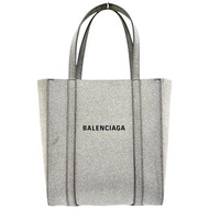 二手BALENCIAGA Everyday Tote XXS 2-Way Shoulder Bag in Silver/Lime Leather.