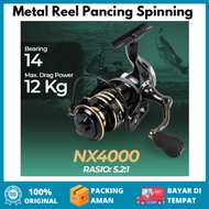 NX4000 Gold Sharking Metal Reel Pancing Spinning 5.2:1 Super Kuat Murah / Rill Pancing Putar Rell Ri