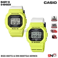 Casio G-Shock Baby-G BGD-560TG DW-5600TGA Men Watch Ladies Watch Couple Watch Lighting Yellow Series Digital Resin Band