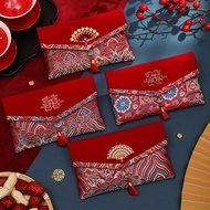 High-End Brocade Fabric Fu Character Red Envelope Bag Wedding Red Envelope Wedding Toast Tea Special
