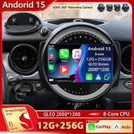 Android 15 For BMW MINI COOPER R56 R60 2007- 2014 2K QLED Android Car Radio Multimedia stereo Player