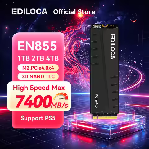 Ediloca EN855 SSD SLC Cache & DRAM with Heatsink 7400MB/s PCIe Gen4.0 NVMe M.2 SSD Internal Solid St