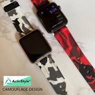 Camouflage Army Compatible Strap Band w/ Apple Watch Band 44mm 42mm Series 5 4 3 Rugged Hybrid Sports Rubber