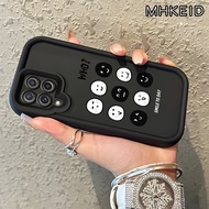 MHKEID Casing Hp Untuk Samsung Galaxy A22 M22 Case pola Wajah emoji Casing HP Kesing Pasangan bicolo