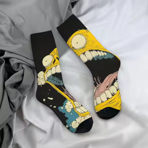 Funny Face Socks Non-Slip Stretchy Breathable Men's Socks Travel Casual Wear Running Crazy Hilarious