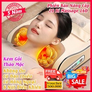 Gối massage cổ vai gáy lưng hồng ngoại 16D chính hãng máy matxa có thảo mộc với 20 bi xoay cho cảm g