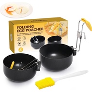 Stainless Steel Egg Cooker, Foldable Hang Ear Egg Kettle, Poached Egg Maker, Non-Stick Egg Pocher fo