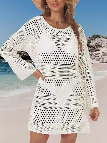Women's Summer Beach Vacation Cover up Dress Hook & Eye Closure Swimwear Holiday Outfit Cruise Cloth