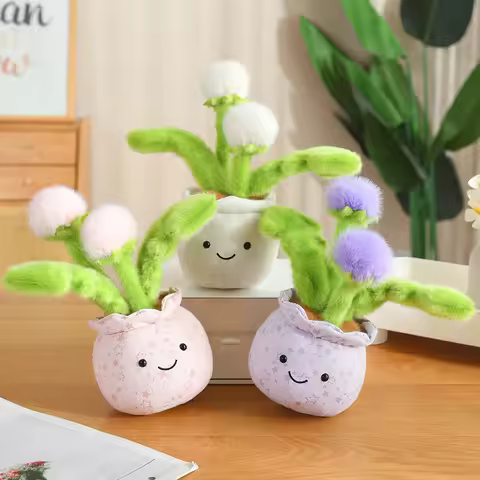 25cm Dandelion Potted Plant Simulated Plant Stuffed Plush Toys Flowerpot Desktop Ornaments Spring Gi