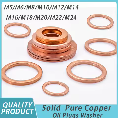 5-20Pcs Solid Pure Copper Oil Plugs Washer M5 M6 M8 M10 M12 M14 M16 M18 M20 M22 O-ring Sealing Gaske