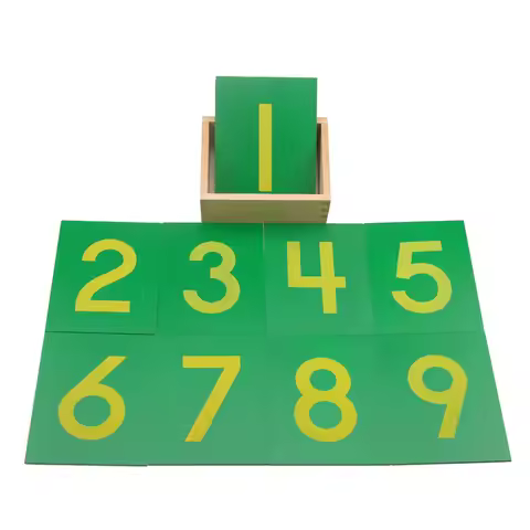 Montessori Math Toys Wooden Sandpaper Digitals Numbers 0-9 Green Board with Beech Wood Box Toys for 