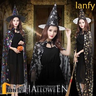 LANFY Halloween Costume Set - Witch & Wizard Robes, Pumpkin Ghost Hats