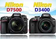 Brand New Nikon D3400+18-55mm Set / Nikon D7500+18-55mm Set. Choice of 2 Models.