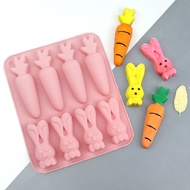 Silicone Easter Bunny Mold Easter Cake Cute Carrot Bunny Non-Stick Mould DIY Rabbit Mould for Easter