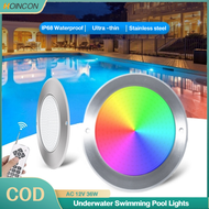 【Free Shipping】304 Stainless Steel LED Swimming Pool Light Ultra-Thin LED Swimming Pool Lights Resin