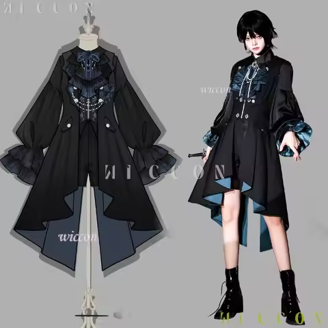Ouji Jirai Kei Lolita Dark Clothes Women Femboy Outfit Court Unisex Dress Fancy Gothic Short Long Sl