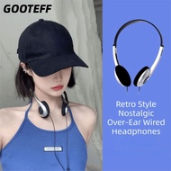 CARAMELOMA Headset, Universal Retractable Earphones, Y2k Metal Vintage 3.5mm Jack Head Mounted Headp