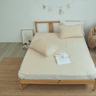 沁涼透氣水洗乳膠涼蓆墊枕套組/泰國進口乳膠冰絲涼墊/TA03杏奶