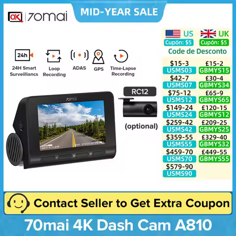 70mai Dash Cam A810 Starvis 2 IMX678 HDR F1.8 150Β° FOV ADAS AI Motion Detection 24H Smart Car Parkin