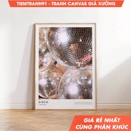 Tranh treo tường Sparkling Disco Ball Golden Mirror Ball Poster Vintage Disco Definition Trendy Disc