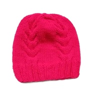 Handmade Knitted Hat Fuchsia Color Dark Pattern 02