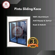 Pintu Sliding Kaca Aluminium 2 Daun Pintu L 180 x T 210 Bahan Pintu 8 CM