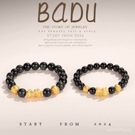 Obsidian Trend Wholesale Pixiu New Chinese Style Ethnic Bracelet999Silver Bracelet with Lucky Beads 