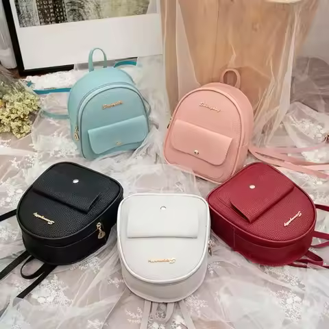 New Mini Backpack Women Korean Style PU Leather Shoulder Bag for Teenage Girls Multi-Function Small 