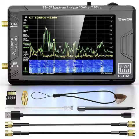 SeeSii TinySA Ultra+ ZS407 7.3GHz Spectrum Analyzer HW V0.5.4 100kHz-7.3GHz Tiny Frequency Analyzer 
