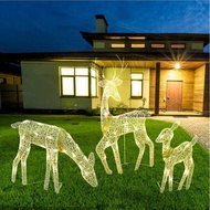 Christmas Decoration Elk Iron Art Statue With Led Light Metal Rattan Reindeer Ornament Xmas Tree Sce