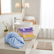 Euro American Super Soft Coral Fleece Fast Absorbing Drying Bag, Hair Towel, Shower Hat