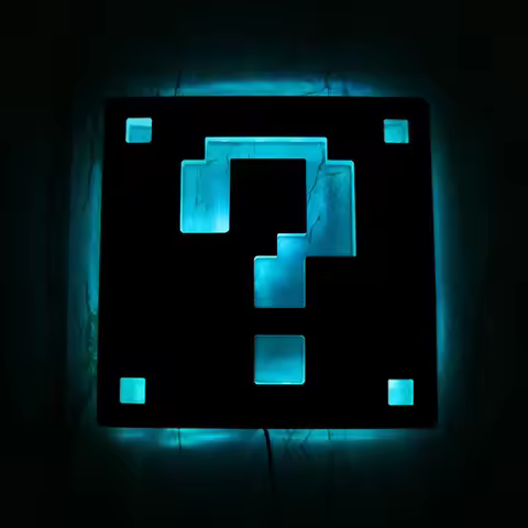 Question Video Game LED Lighting Decorative Wall Mirror Mark Block With Backlight Retro Mirror Glow 